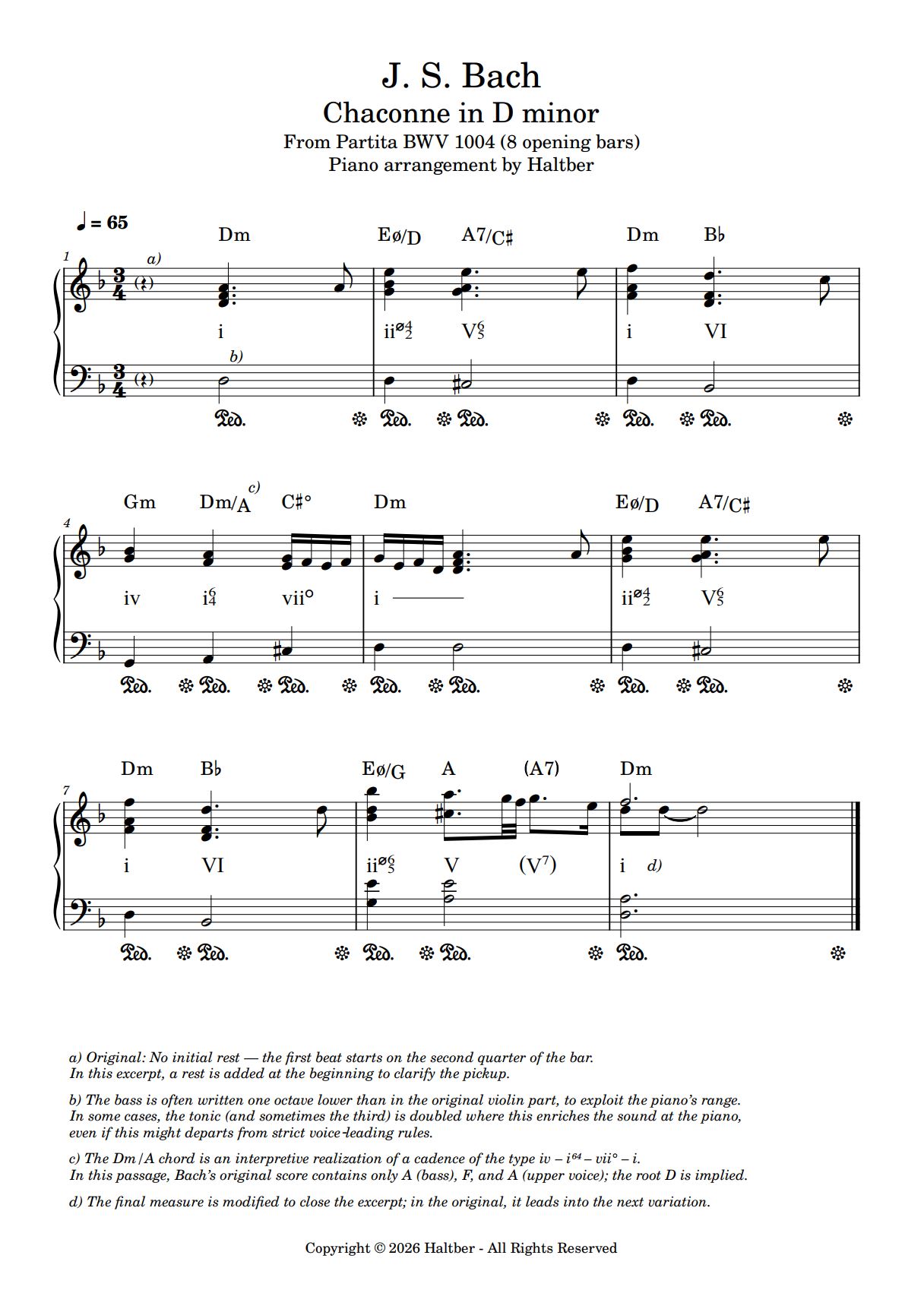 J.S. Bach: Chaconne in D minor From Partita BWV 1004