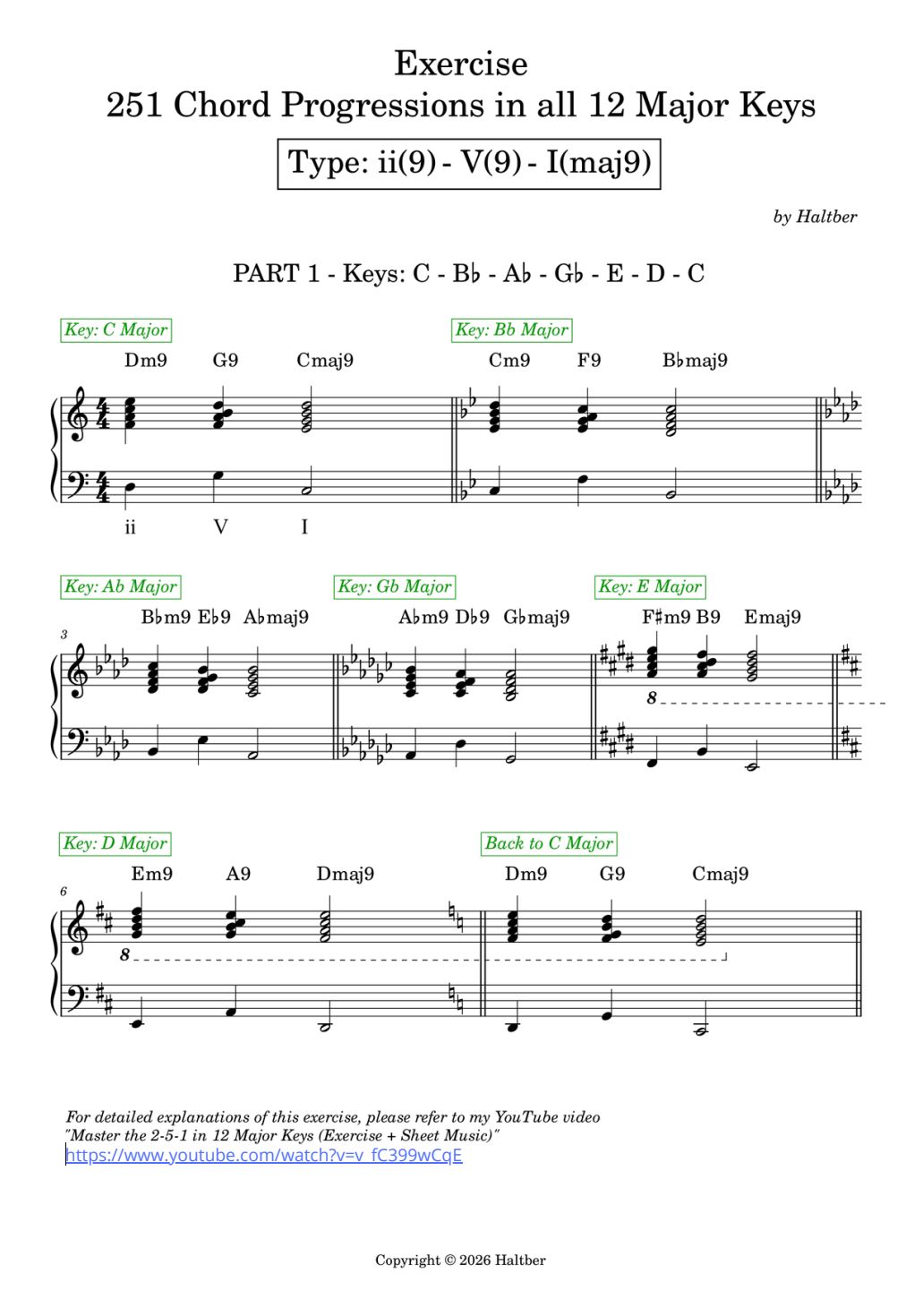 Exercise: 251 Chord Progressions in all 12 Major Keys