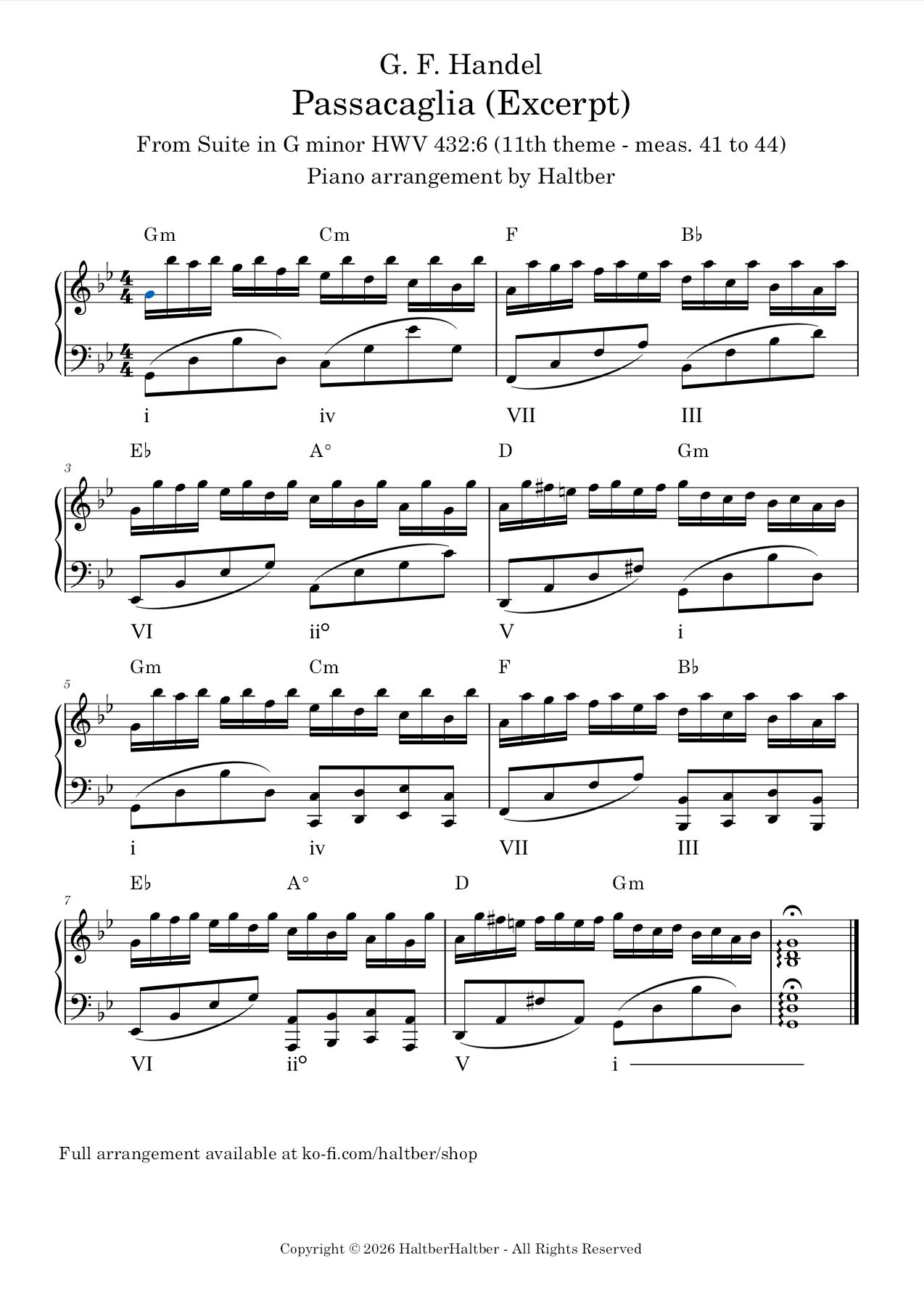 G.F. Handel: Passacaglia From Suite in G minor HWV 432:6